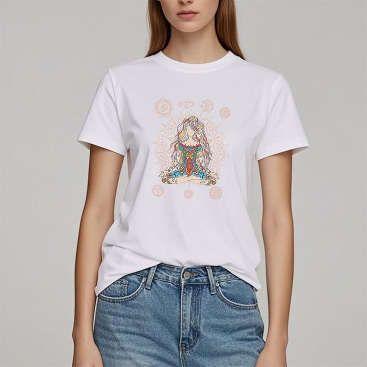 Camiseta de algodón de la Diosa Meditante Olivenorma