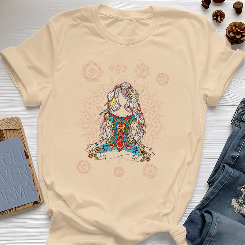 Camiseta de algodón de la Diosa Meditante Olivenorma
