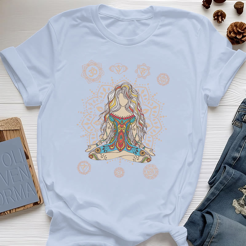 Camiseta de algodón de la Diosa Meditante Olivenorma