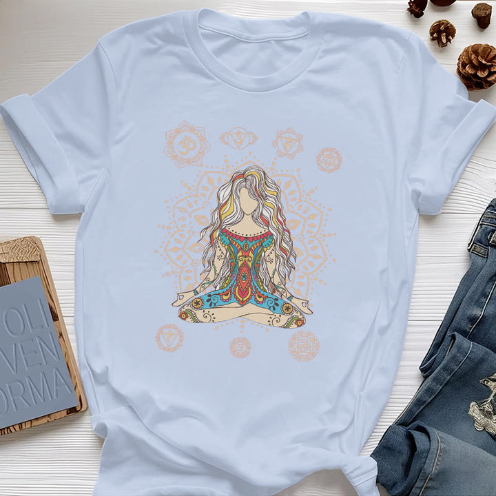 Camiseta de algodón de la Diosa Meditante Olivenorma