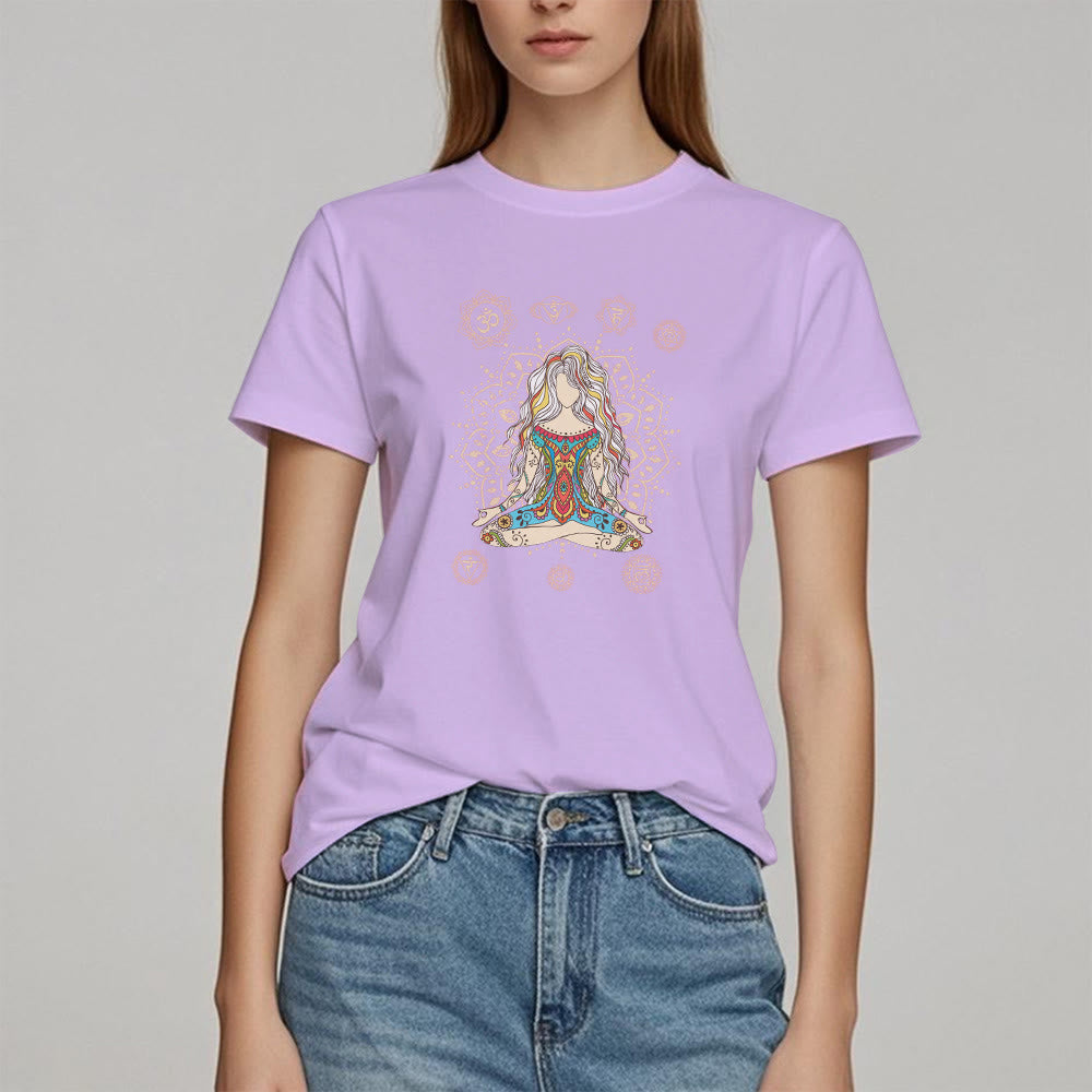 Camiseta de algodón de la Diosa Meditante Olivenorma