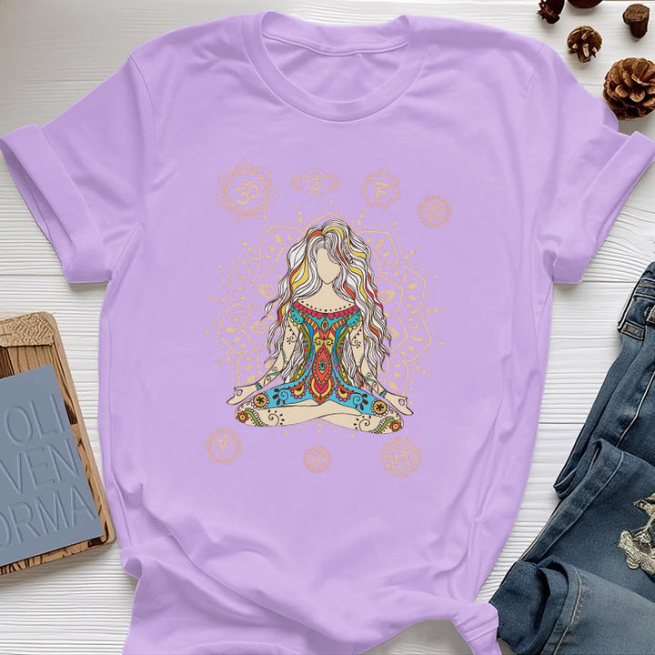 Camiseta de algodón de la Diosa Meditante Olivenorma