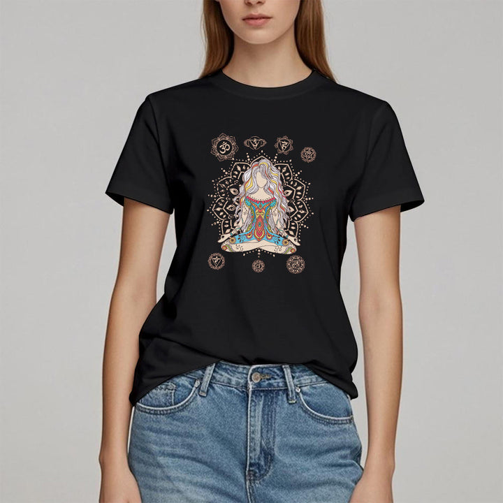 Camiseta de algodón de la Diosa Meditante Olivenorma