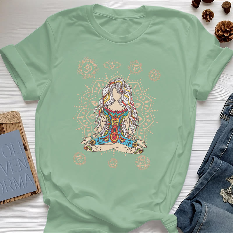 Camiseta de algodón de la Diosa Meditante Olivenorma
