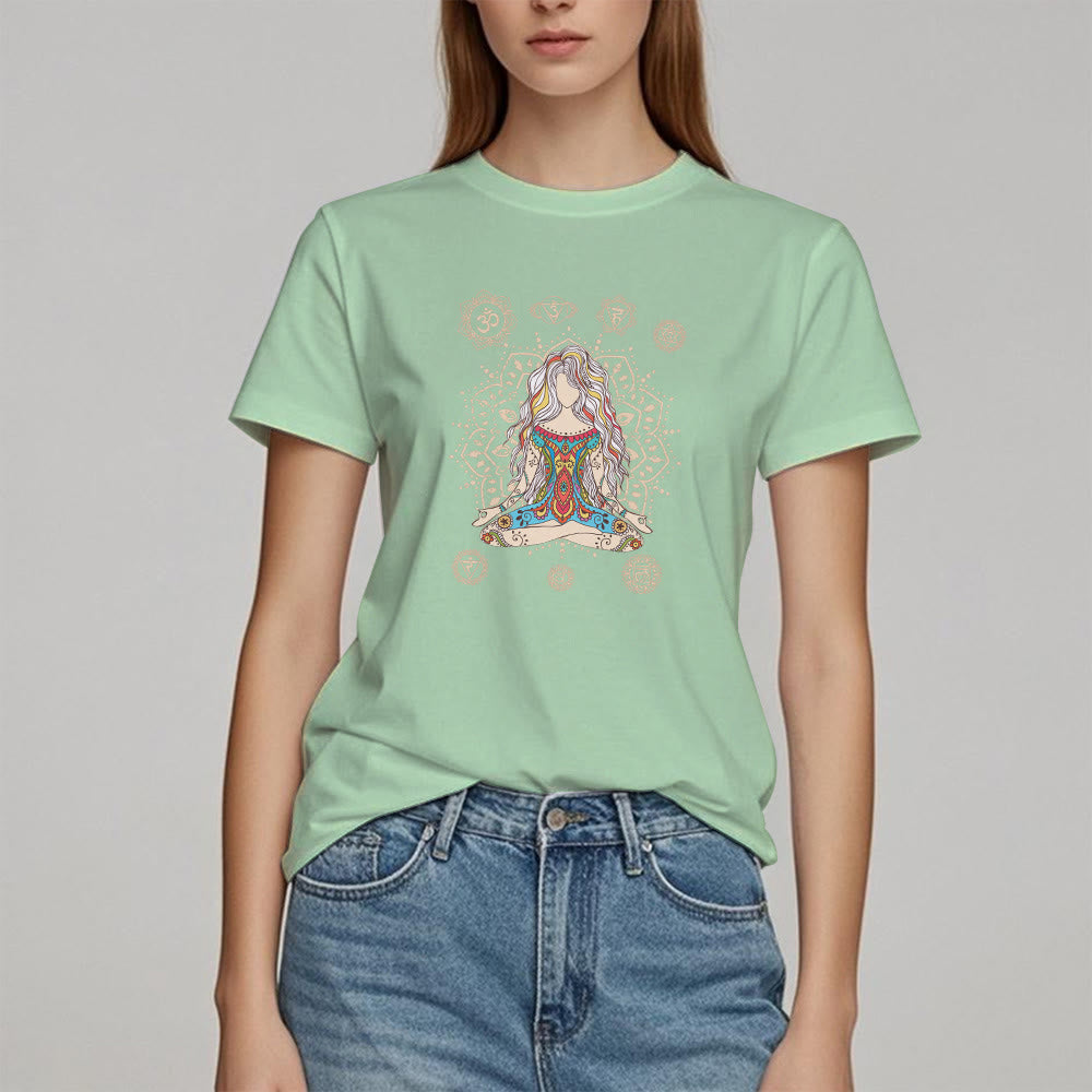 Camiseta de algodón de la Diosa Meditante Olivenorma