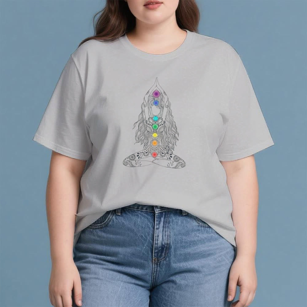 Camiseta de algodón de meditación de chakras Olivenorma