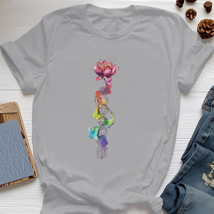 Camiseta con estampado de acuarela de energía del chakra del loto de Olivenorma