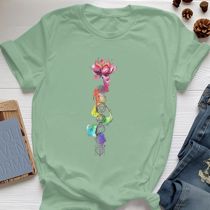 Camiseta con estampado de acuarela de energía del chakra del loto de Olivenorma