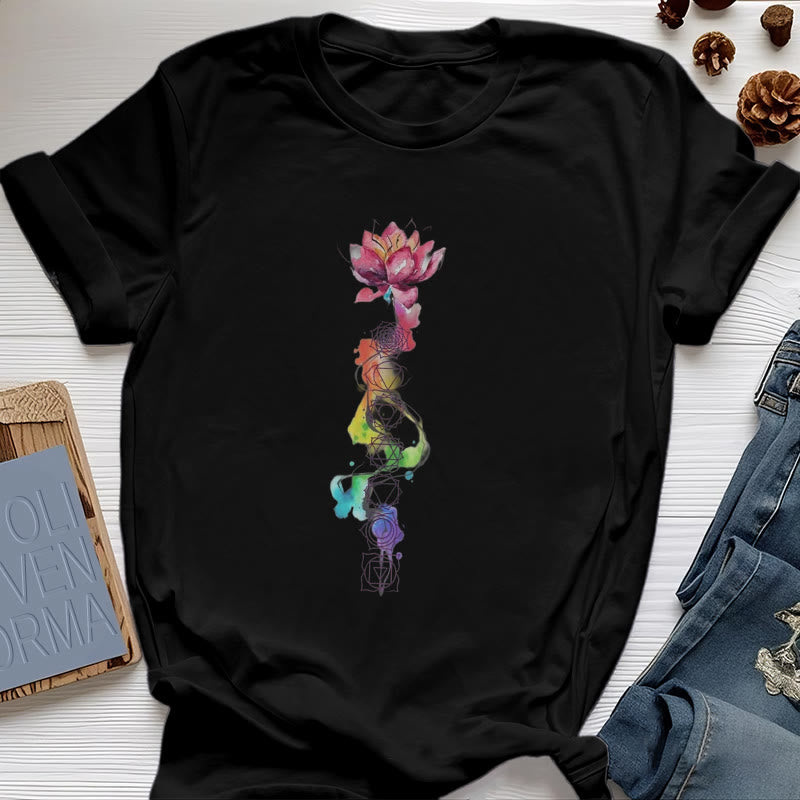 Camiseta con estampado de acuarela de energía del chakra del loto de Olivenorma