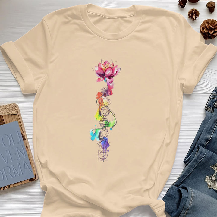 Camiseta con estampado de acuarela de energía del chakra del loto de Olivenorma