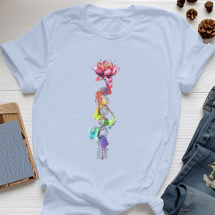 Camiseta con estampado de acuarela de energía del chakra del loto de Olivenorma