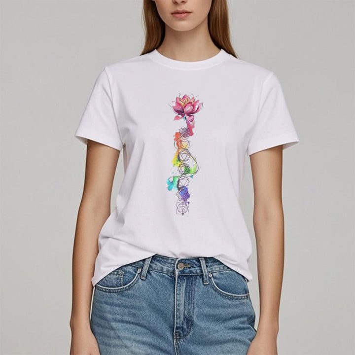 Camiseta con estampado de acuarela de energía del chakra del loto de Olivenorma