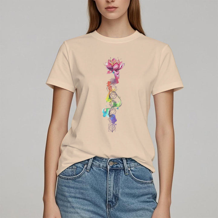 Camiseta con estampado de acuarela de energía del chakra del loto de Olivenorma