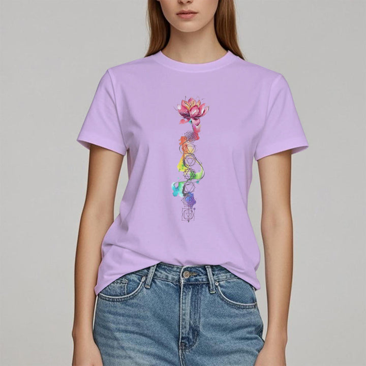 Camiseta con estampado de acuarela de energía del chakra del loto de Olivenorma