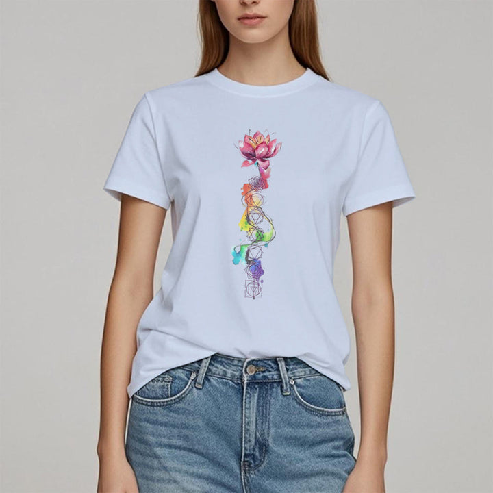 Camiseta con estampado de acuarela de energía del chakra del loto de Olivenorma
