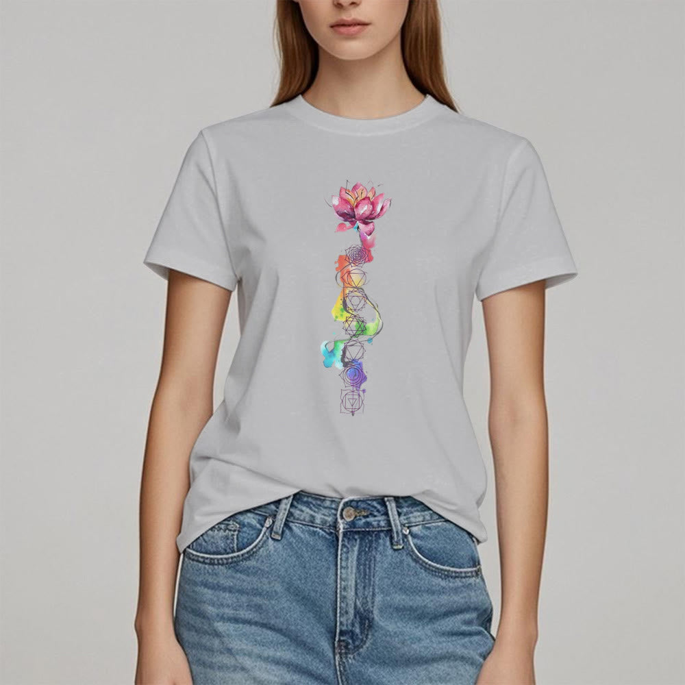 Camiseta con estampado de acuarela de energía del chakra del loto de Olivenorma