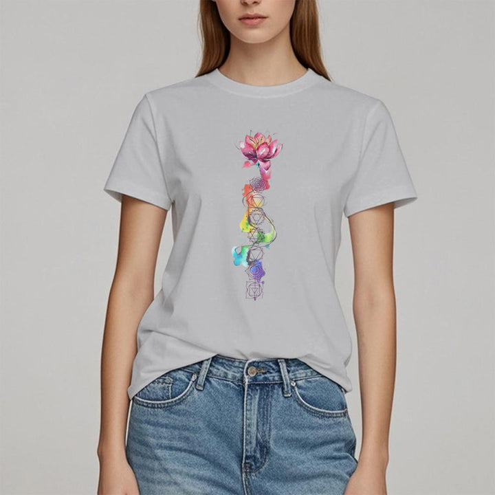Camiseta con estampado de acuarela de energía del chakra del loto de Olivenorma