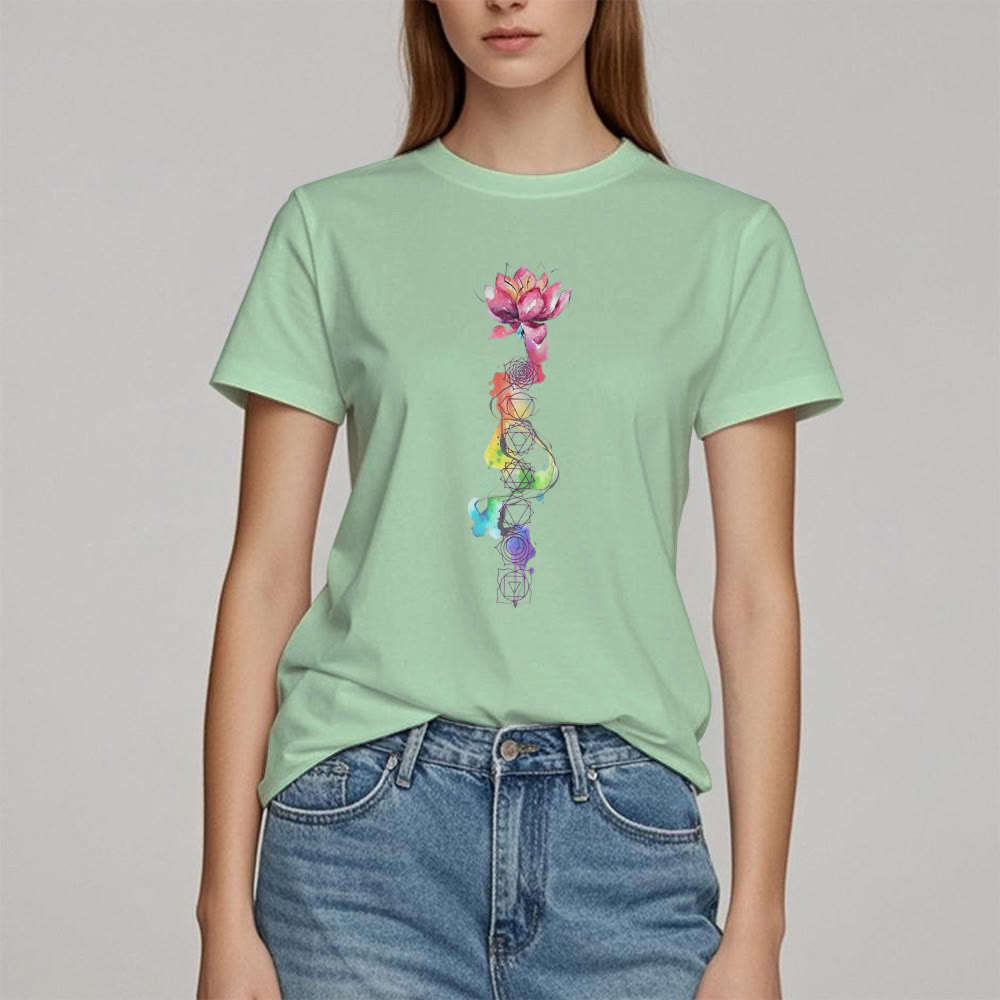 Camiseta con estampado de acuarela de energía del chakra del loto de Olivenorma