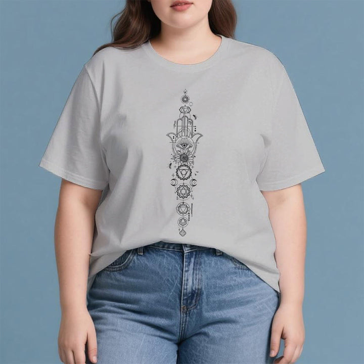 Camiseta de meditación con protección del chakra del ojo malvado de Olivenorma Hamsa