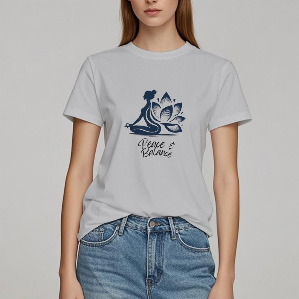 Camiseta Olivenorma para mujer: Paz y Equilibrio, Yoga y Meditación