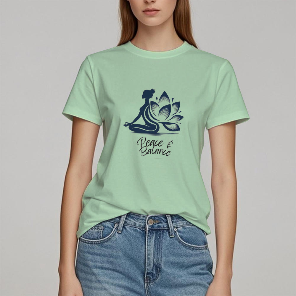 Camiseta Olivenorma para mujer: Paz y Equilibrio, Yoga y Meditación