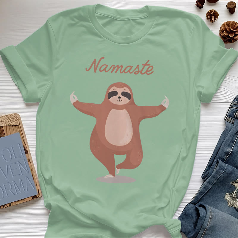 Camiseta de yoga con cita de perezoso y namasté de Olivenorma