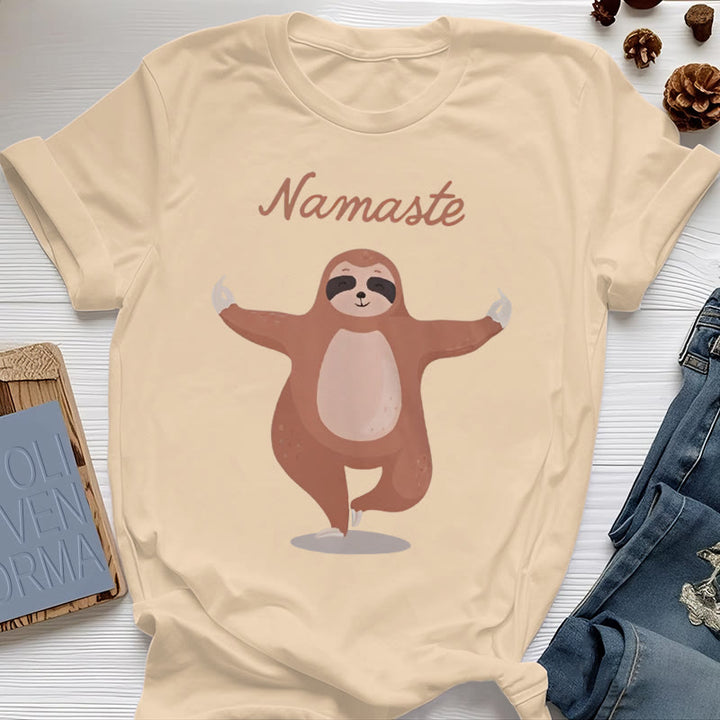 Camiseta de yoga con cita de perezoso y namasté de Olivenorma