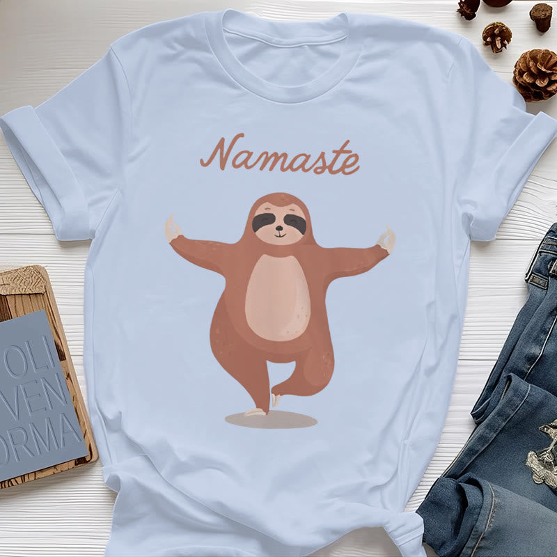 Camiseta de yoga con cita de perezoso y namasté de Olivenorma