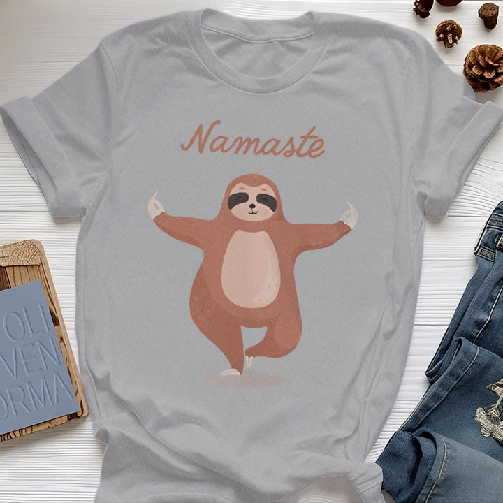 Camiseta de yoga con cita de perezoso y namasté de Olivenorma