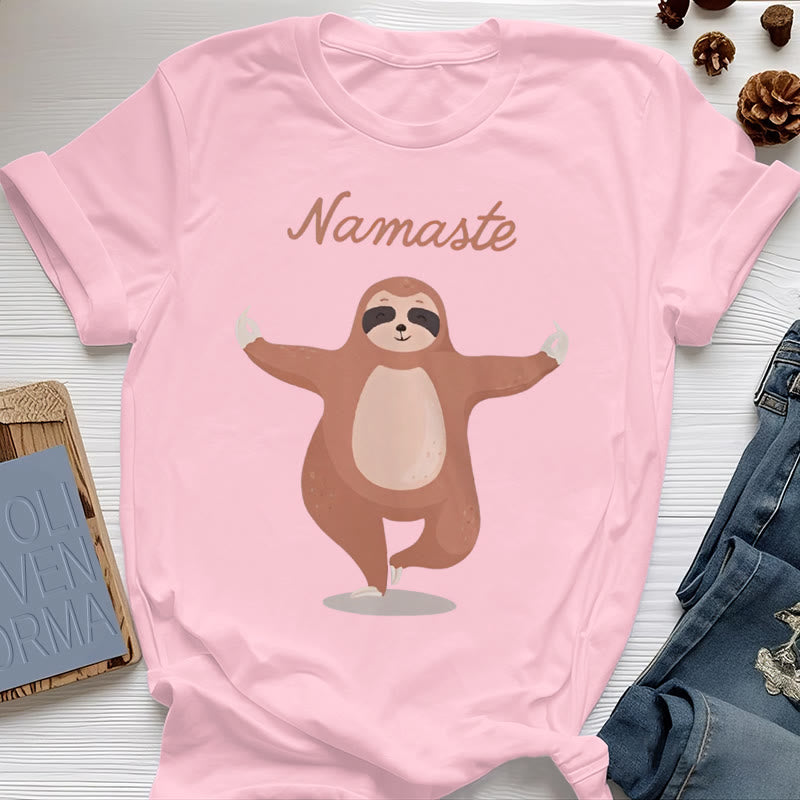 Camiseta de yoga con cita de perezoso y namasté de Olivenorma