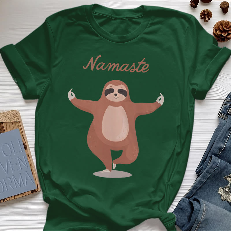 Camiseta de yoga con cita de perezoso y namasté de Olivenorma