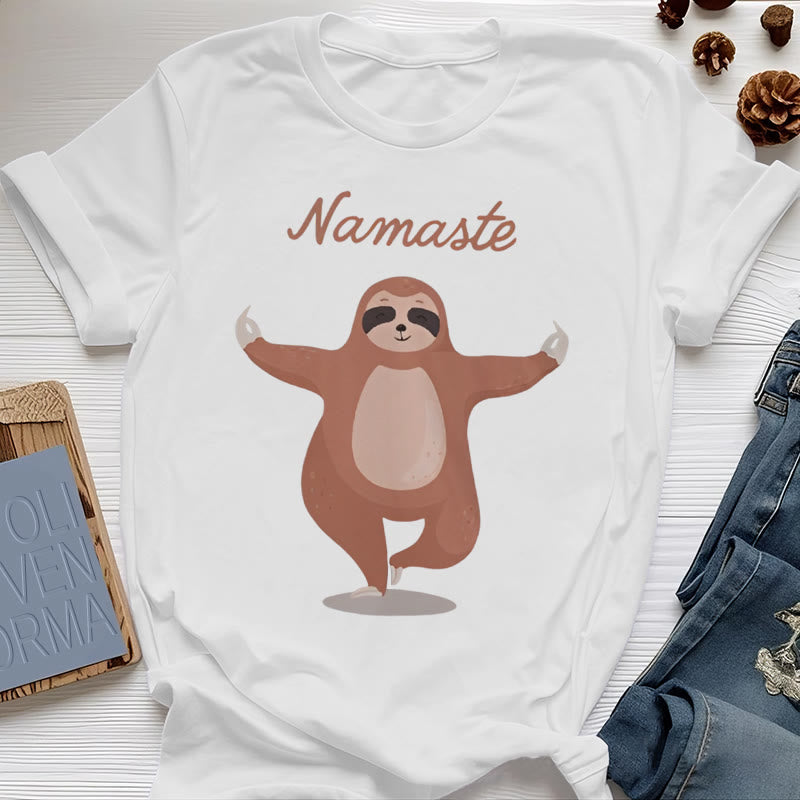 Camiseta de yoga con cita de perezoso y namasté de Olivenorma