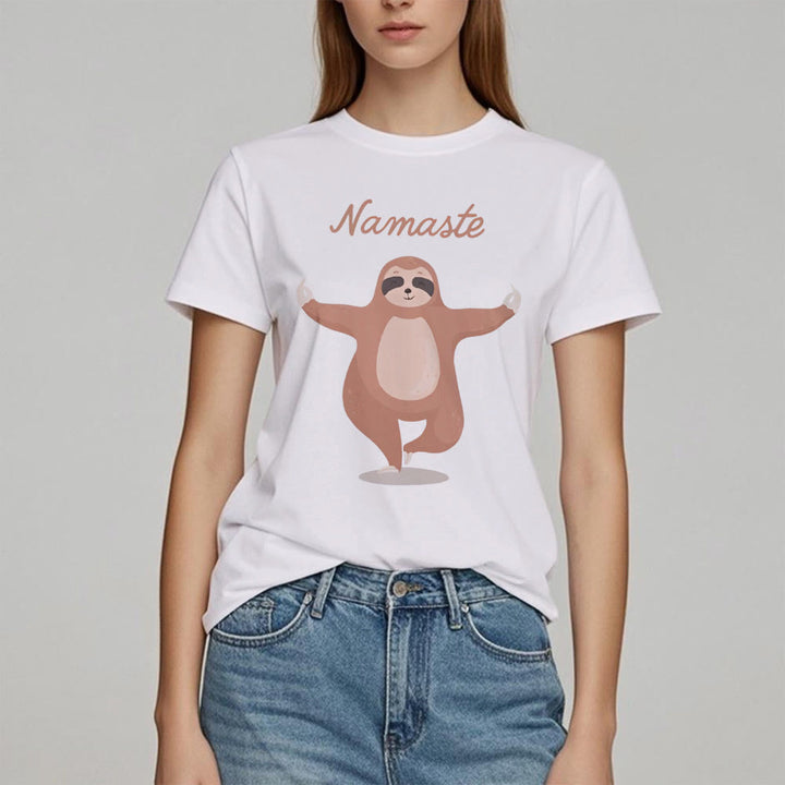 Camiseta de yoga con cita de perezoso y namasté de Olivenorma