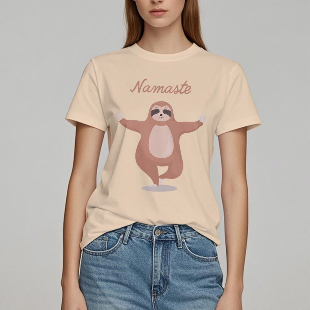 Camiseta de yoga con cita de perezoso y namasté de Olivenorma