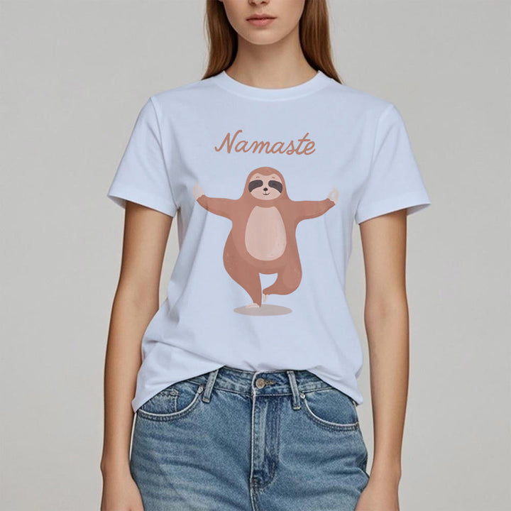 Camiseta de yoga con cita de perezoso y namasté de Olivenorma