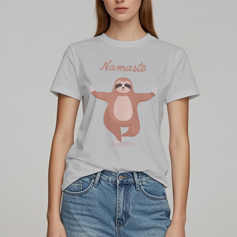 Camiseta de yoga con cita de perezoso y namasté de Olivenorma