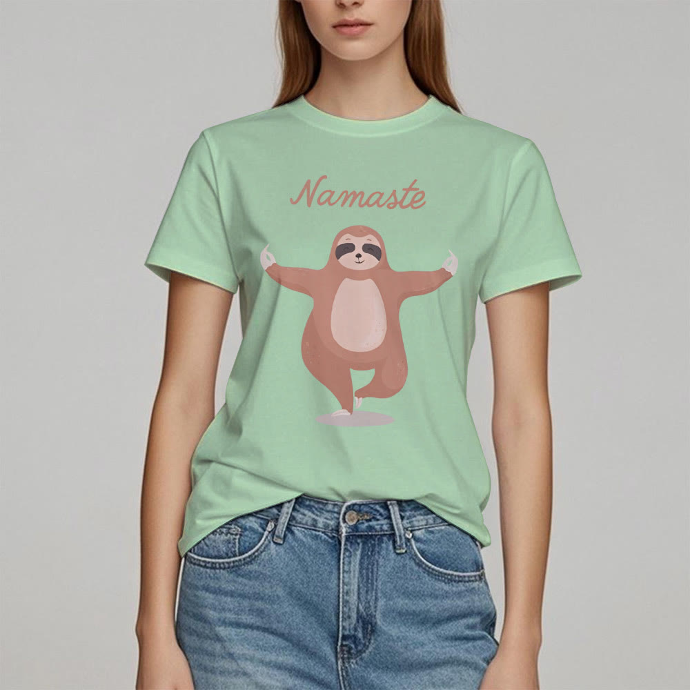 Camiseta de yoga con cita de perezoso y namasté de Olivenorma