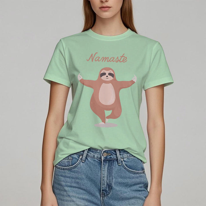 Camiseta de yoga con cita de perezoso y namasté de Olivenorma