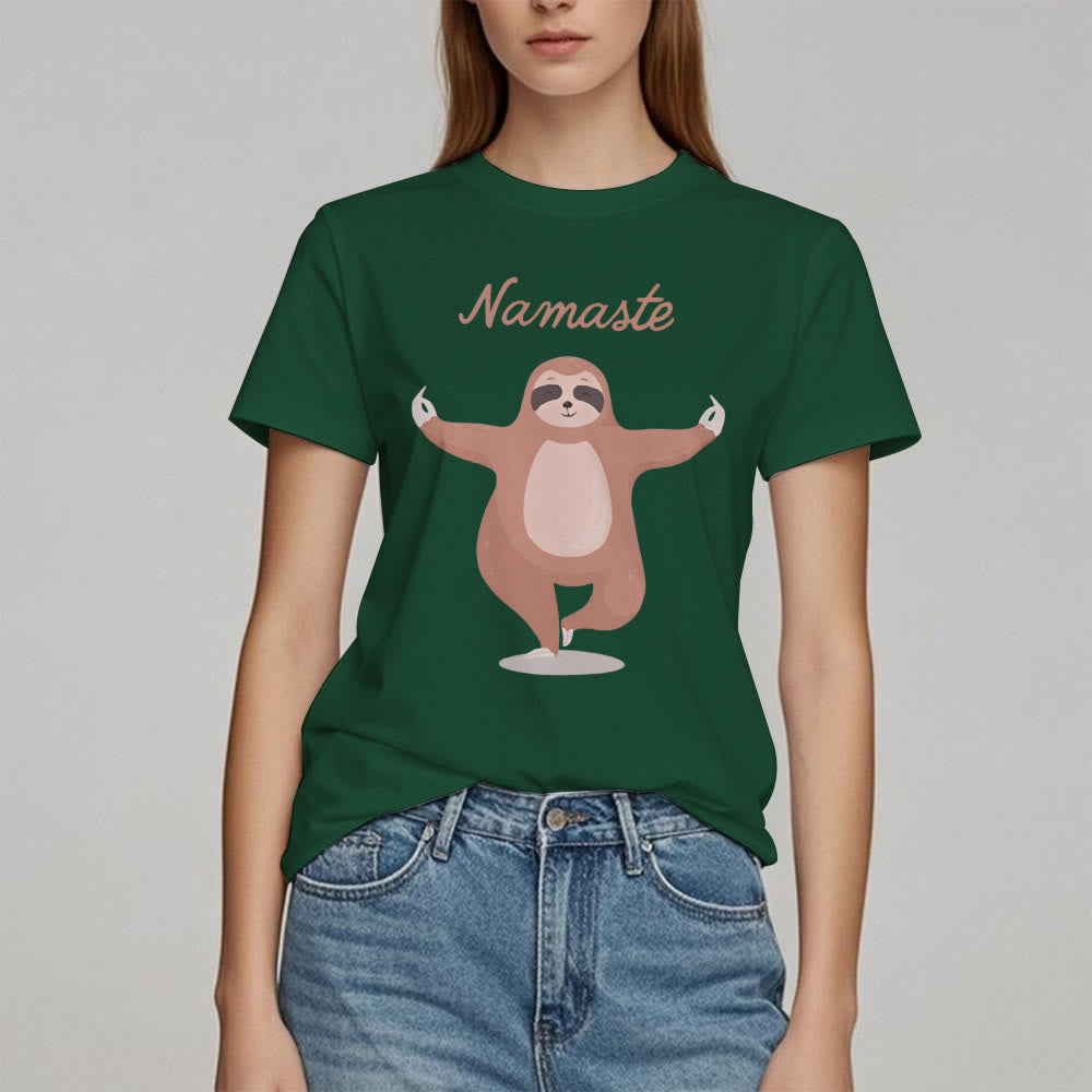 Camiseta de yoga con cita de perezoso y namasté de Olivenorma