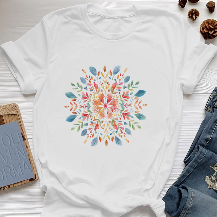 Camiseta floral de primavera con mandala de Olivenorma