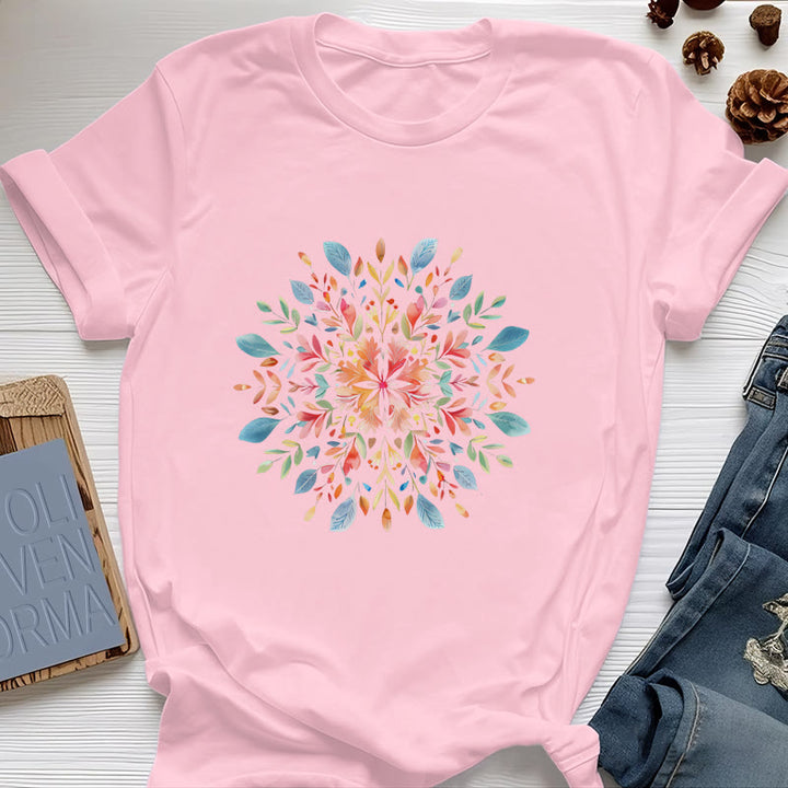 Camiseta floral de primavera con mandala de Olivenorma