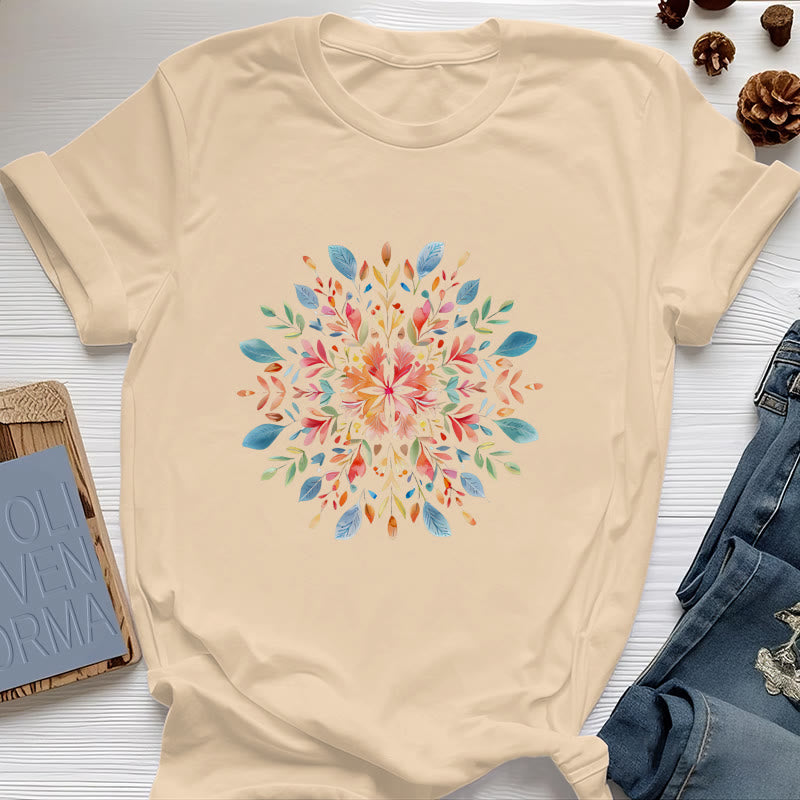 Camiseta floral de primavera con mandala de Olivenorma