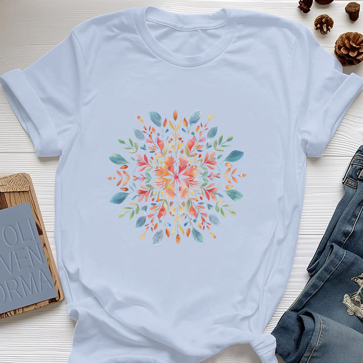 Camiseta floral de primavera con mandala de Olivenorma