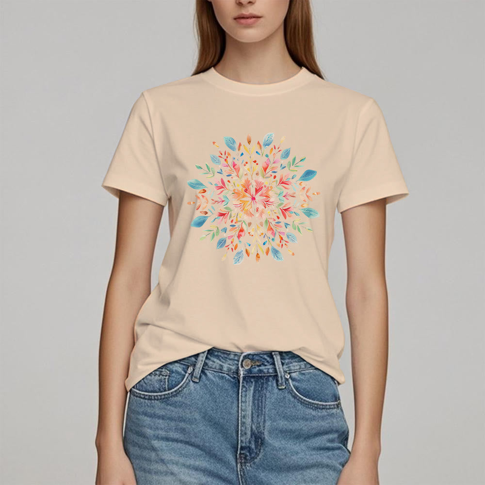 Camiseta floral de primavera con mandala de Olivenorma