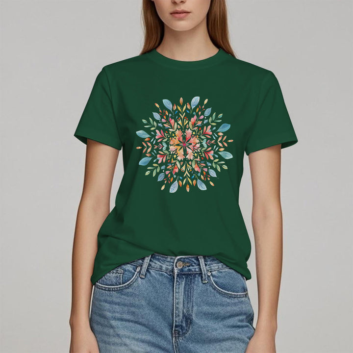 Camiseta floral de primavera con mandala de Olivenorma