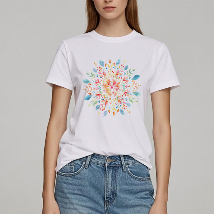 Camiseta floral de primavera con mandala de Olivenorma