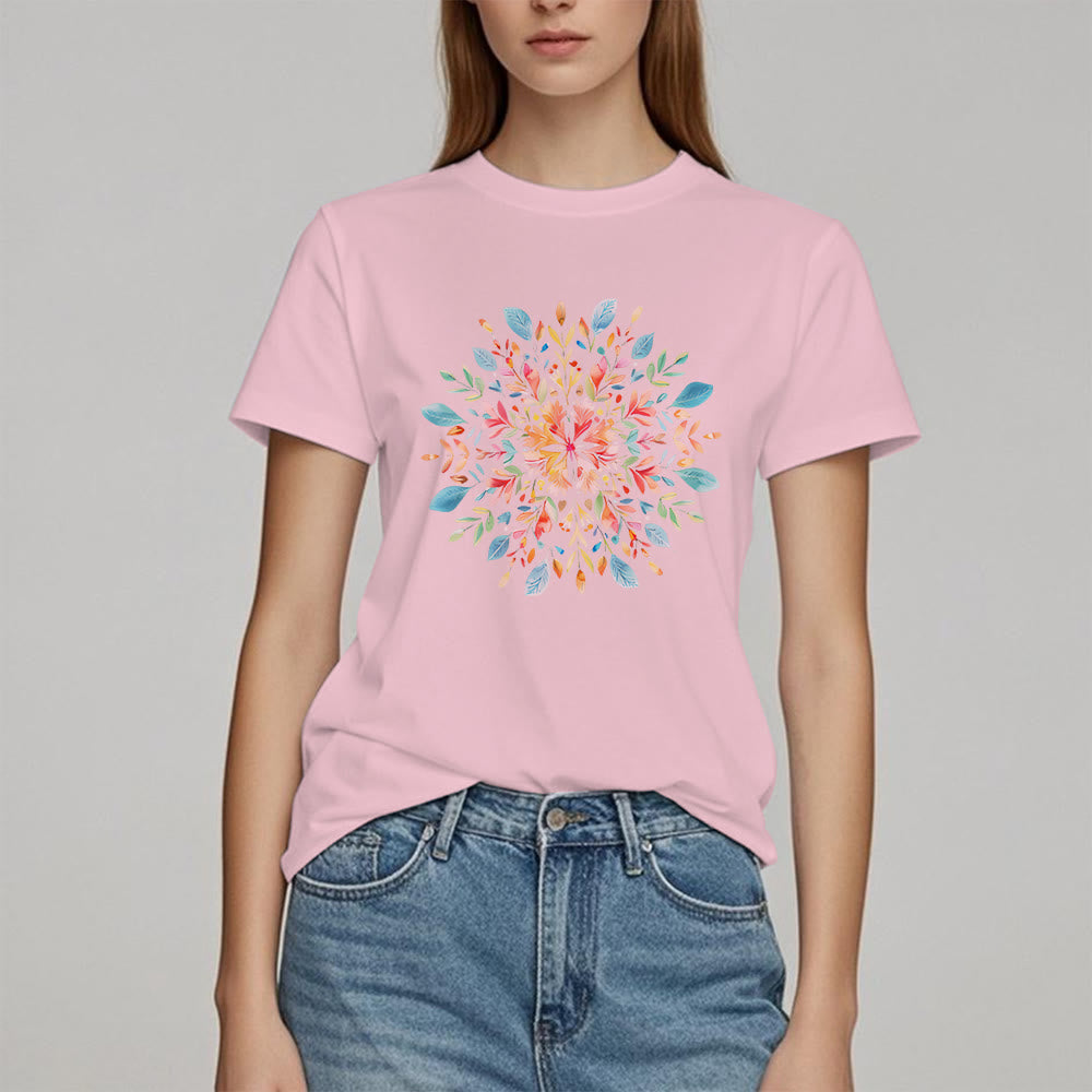 Camiseta floral de primavera con mandala de Olivenorma