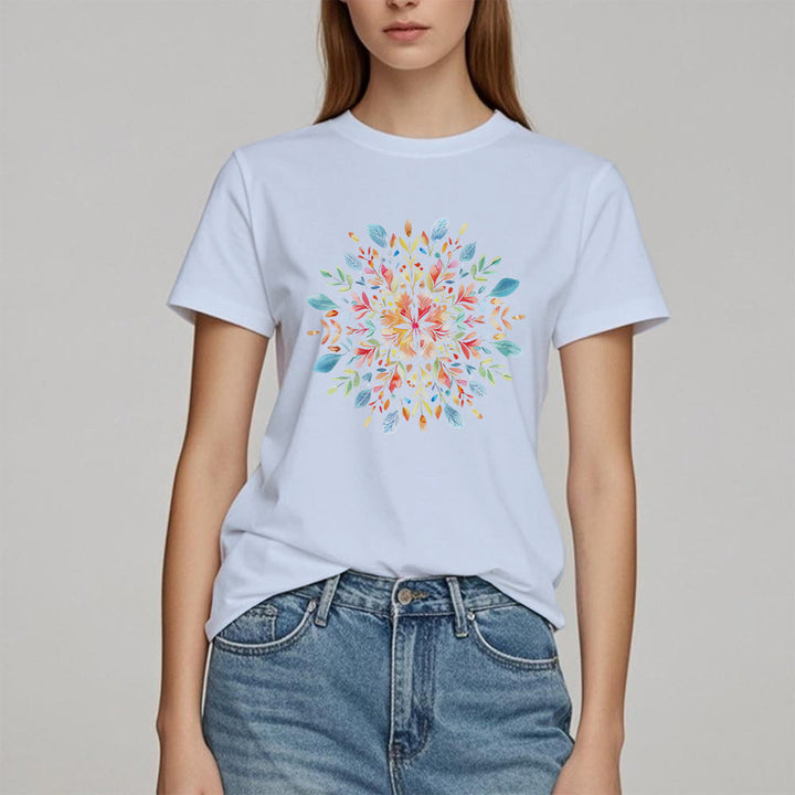 Camiseta floral de primavera con mandala de Olivenorma