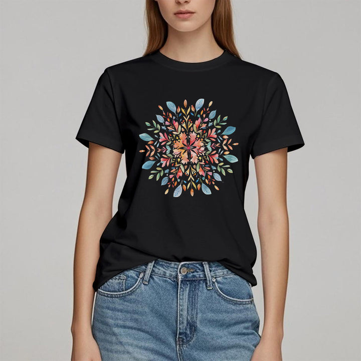 Camiseta floral de primavera con mandala de Olivenorma