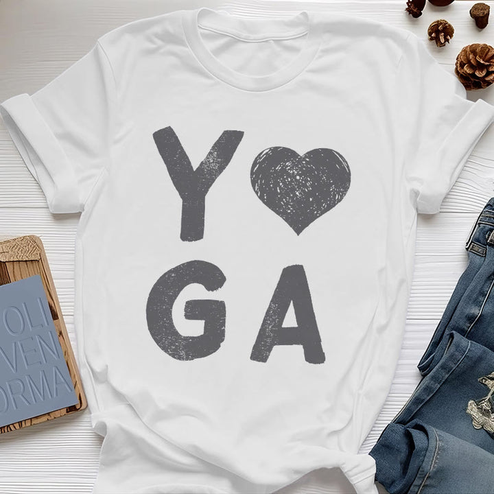 Camiseta con estampado de corazón de yoga de Olivenorma